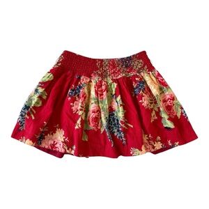 Vintage Y2K Abercrombie and Fitch Floral Red Ruched mini skirt